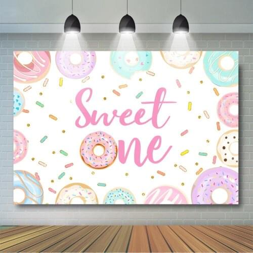 Dount Backdrop Girls Donut Sweet One 1st Birthday Party Banner Decor Donut Grow Up Baby Shower Party Banner Supplies
