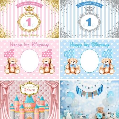 Newborn Kids 1st Birthday Party Photography Backdrop Gold Crown Stripe Family Shoot Photocall Background Photo Studio Customized