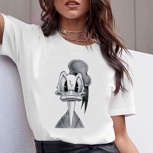 Pencil Drawing Donald Duck T Shirt Women Fashion Graphic T Shirts Disney Tshirt Tops Dropship