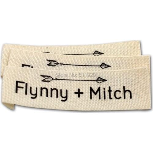Free shipping clothing customized cotton tape printing label with cut&end fold/tag/garment printed cotton tags/collar label