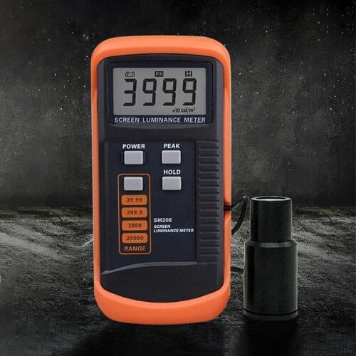 SM208 Screen Luminance Meter Screen Brightness Tester Fluorescent Transmission Tester TV Brightness Tester 9V 0.01～39990cd/m2
