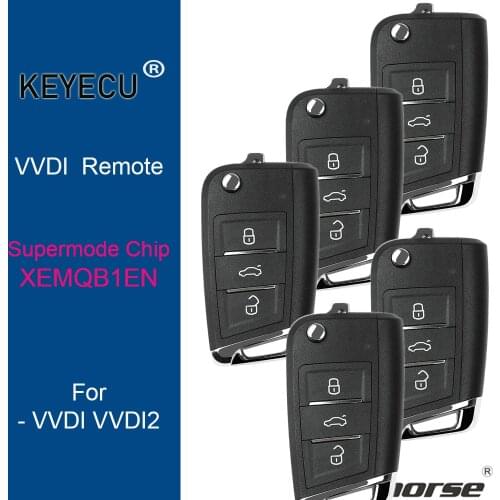 KEYECU 5PCS XHORSE for MQB Style Super Remote Key - 3 Buttons - for VVDI Key Tool, VVDI Mini Key Tool, VVDI2 Supermodel Machine