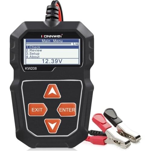 KONNWEI KW208 Car Battery Tester 100 to 2000CCA Cranking Charging 12V Multi Languages Automotive Car Battery Diagnostic Tool