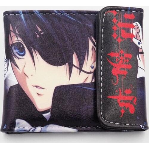 Japanese Anime BLACK BUTLER Ciel Phantomhive Sebastian PU Short Wallet Purse Colorful Printing