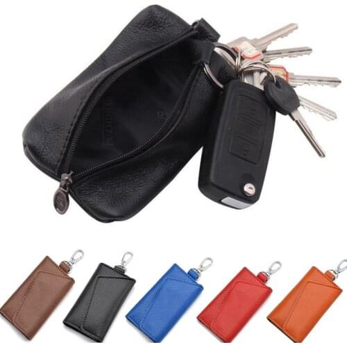 Genuine Leather Key Wallets for Men Luxury Brand Key Holder Women Men Car Key Organizer Housekeeper Zipper Key Case Bag