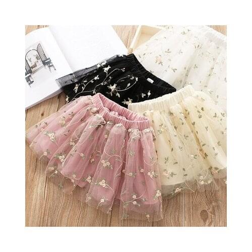 Toddler Girl Cute Tutu Skirts Korean New Baby Girl Embroidery Floral Cute Skirt Baby Girl Clothes Kids Party Princess Ball Gown