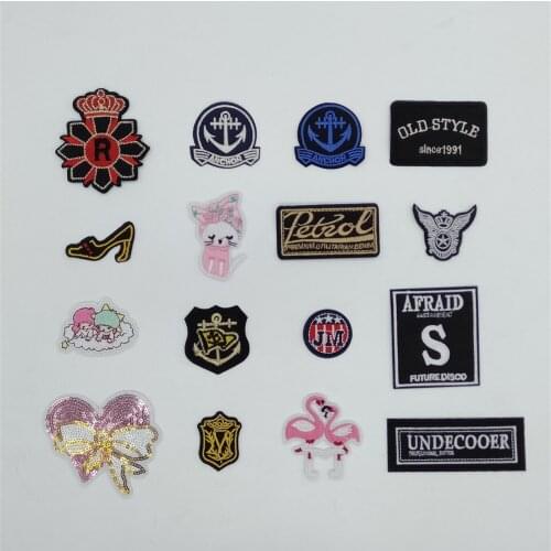 Fashion Cartoon Sequin Patch Badge Embroidery Applique DIY Sewing Alphabet Iron Patch Decoration Clothing Apparel Accessories