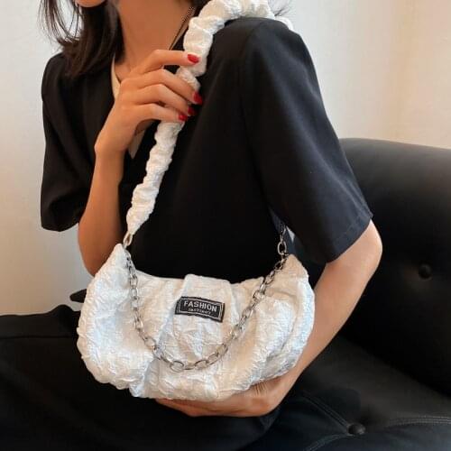 Fashion Design Women Shoulder Bags Retro Folds Ladies Chain Mini Purse Handbags Luxury Solid Color Female Small Messenger Bag