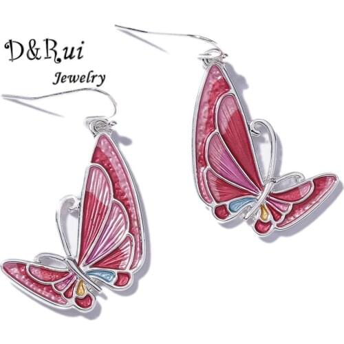 Fashion Summer Enamel Butterfly Earrings for Women Boho Hanging Drop Earrings 2020 Alloy Metal Handmade Earring Jewelry Gifts