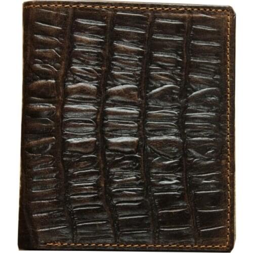 Handmade Vintage Genuine Leather Wallet Men Alligator Wallets Real Cow Leather Short Wallet Men Purse Male Money Clips Money bag