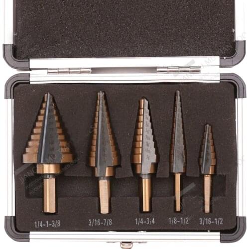 Step Drill Bit Set Hss Cobalt Multiple Hole 50 Sizes Titanium Conical Carbide Drill with Aluminum Case Cutter Tool Perforator