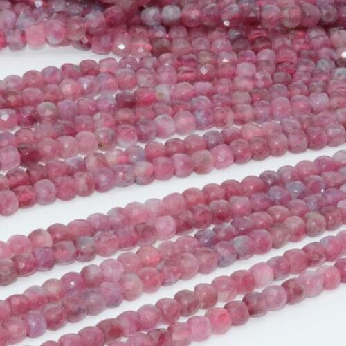 Natural Pink Tourmaline Faceted Irregular Cube Bead 4.2mm~4.5mm