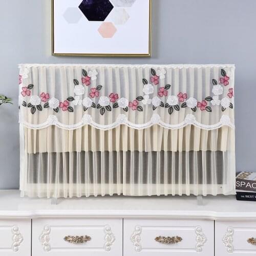 New Dust-Proof Hanging Television Cover Lace Purple Wall Desktop Curved Surface Old-Fashioned Universal TV Cover Free Shipping