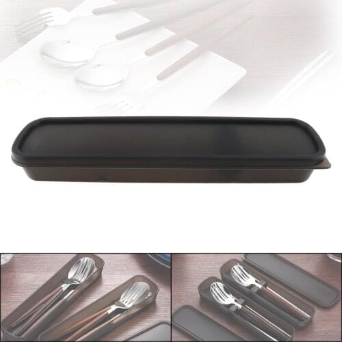 New Universal Black Portable PP Cutlery Receptacle Tableware Storage Box with Silicone Pad Convenient Home Accessories
