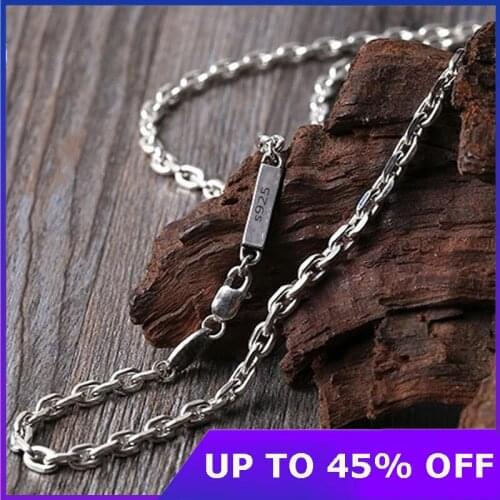 New 925 sterling silver fashion jewelry 4mm rectangular chain real solid 925 silver necklace for men and women necklace 45-80cm