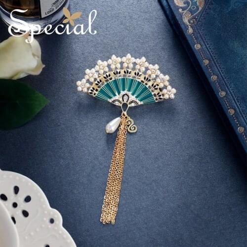 Pre sale special retro fan brooch, sushi scarf, pin, light proof buckle, folding fan and brandy S1891B