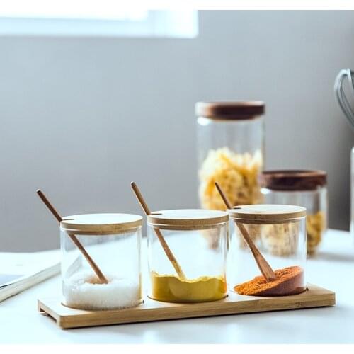 Simple Glass Seasoning Kitchen Supplies you yan guan Combination Household Creative BBQ Sealing Seasoning Box Set