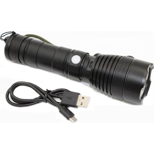 USB Handy LED Torch Flash Light Pocket LED Rechargeable Flashlight Lamp For Outdoor Hunting 3 Model Black