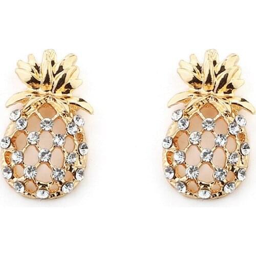 Pineapple Shape Earrings For Women Rhinestone Hollow Out Fruit Earrings Female Ladies Gift Jewelry Wholesale