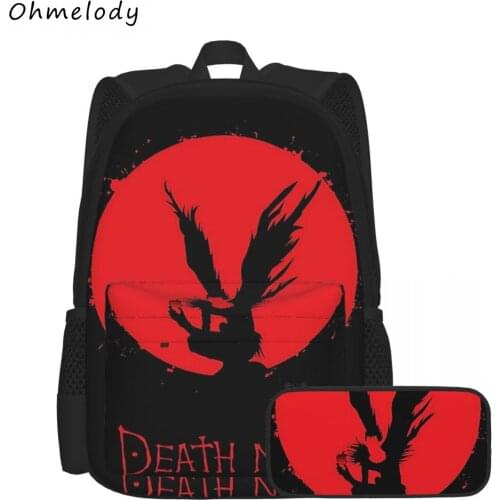 Death Note Anime School Bag Pencil Case Combination for School Travelling Casual Daypacks Boys Cartoon Backpack Organizer Bags