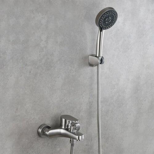 Stainless steel bathtub faucet shower set shower faucet hot and cold mixing valve switch pressurized shower nozzle