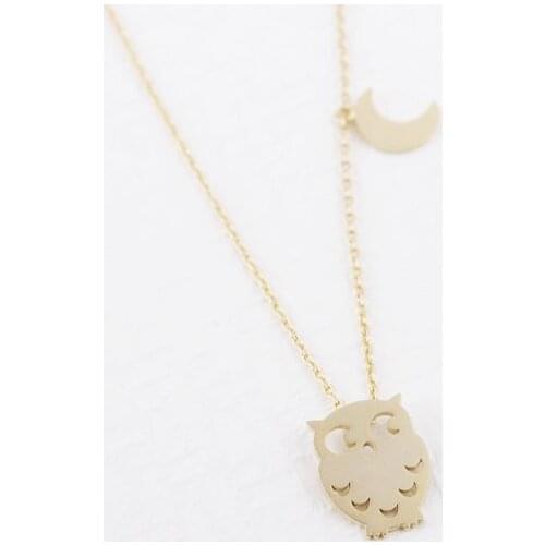 Night owl pendant Necklace--1pcs( 2 Colors Free Collocation )--Gold and Silver