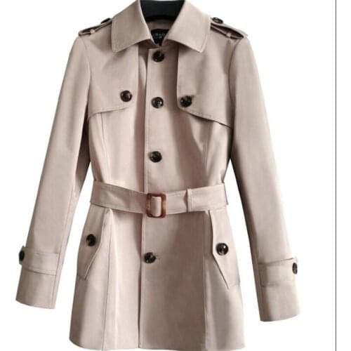 Autumn winter mens trench coats man short coat men single-breasted clothes beige slim fit overcoat long sleeve chaquetas hombre
