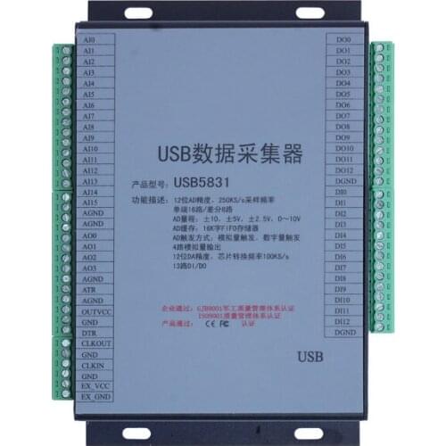 USB DAQ 16AD 4DA 13DI 13DO Data Acquisition 16SE/8DI 12-bit 250KS/s Analog Input module with Breakout Boards, vs NI USB8452