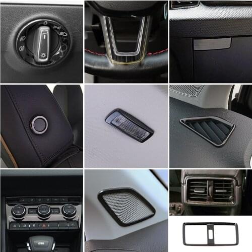 For Skoda Karoq 2017-2021 Car Inner Styling Modify Refit Central Console Part Trim Frame Cover Stainless Steel Decorate Sticker