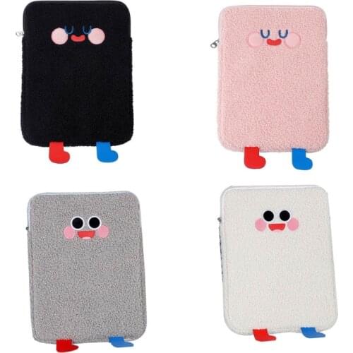 D0LF Tablet Protect Pouch Bag Case Sleeve Cute Cartoon Plush Laptop Cover Pocket Organizer Portable Storage Supplies