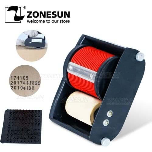 ZONESUN Manual Date Code Printers Batch Number Coder Portable Rolling Coding Machine For Cartons