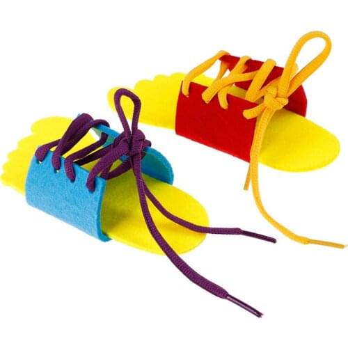 1Pair Kids Educational Toys Children Toddler Lacing Shoes Leaing To Tie Shoelacesrn math Toy Early Teaching Aids