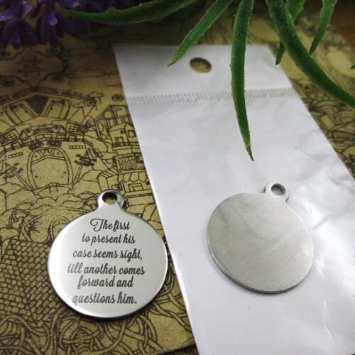 10pcs--"The first to present his case seems right..."stainless steel charms styles for choosing DIY Charms Bible gold sentence