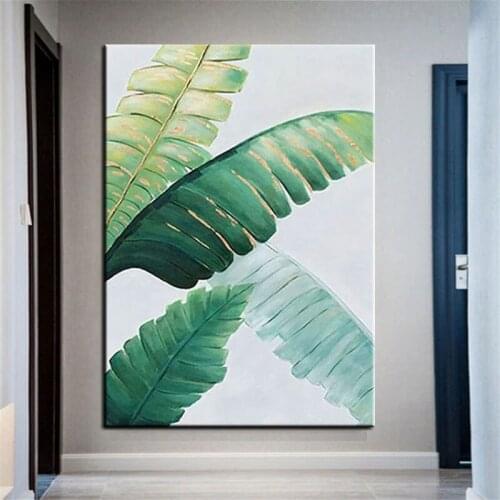 100% Hand Painted Oil Painting Modern Home Wall Decoration New Design Abstract Leaf Canvas Wall Art Showpiece Wall Pictures