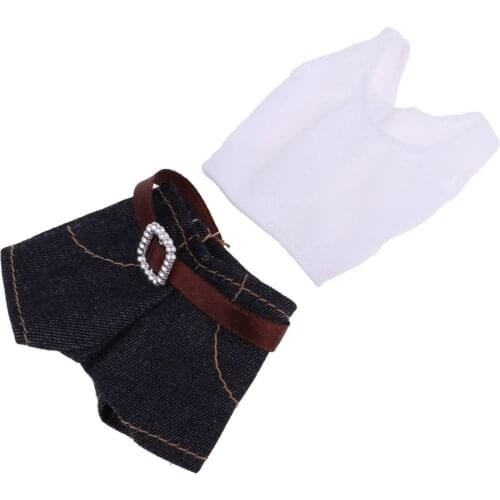 11inch Dolls Clothing Set White Vest And Denim Shorts For Doll
