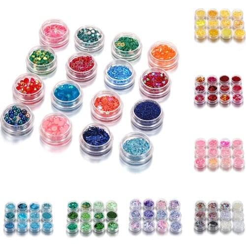 12 Boxes Nail Dust Powder Irregular Decoration Glitter Sequin Epoxy Resin Molds Accessories For DIY Jewelry Making Accessories