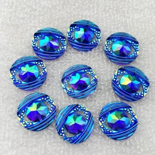 20pcs 18mm AB flatback sewing 2 Hole costume Button Crystal Resin Rhinestone trim Accessories -B157