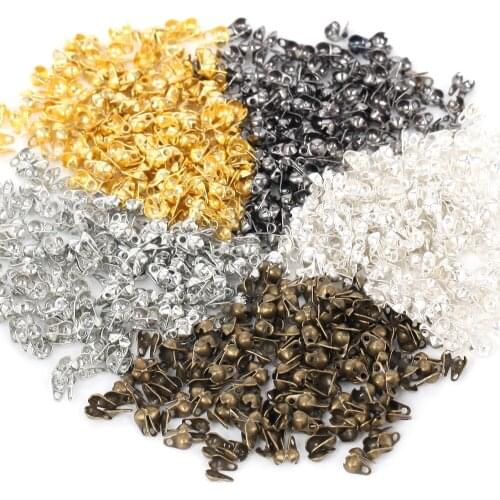 200pcs Connector Clasp Fitting 2mm Ball Chain Calotte End Crimps Beads Connector Components For DIY Jewelry Making Supplie