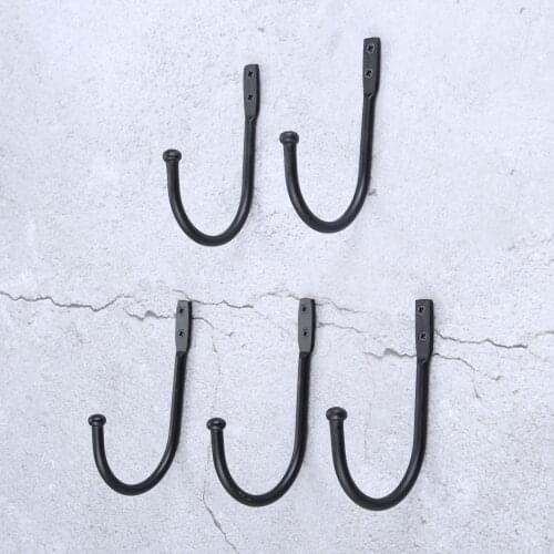 5PC Vintage Hooks Black Alloy Wall Door Bath Coat Hook Hanger Pot Handbag Bag Hanger Hooks Furniture Hardware W/Screws 79*53mm