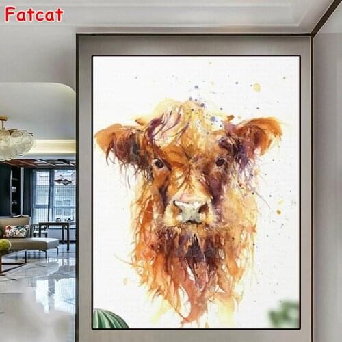 5D DIY Diamond Painting Colorful Cattle Full Square/Round Drill Diamond Embroidery Artistic Painting Animals Decor PP2352