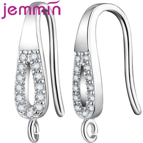 Promotion 5 Pair Luxury Earrings Clasp for DIY Earring Making Inlay White Crystal 925 Sterling Silver Jewelry Accesspries