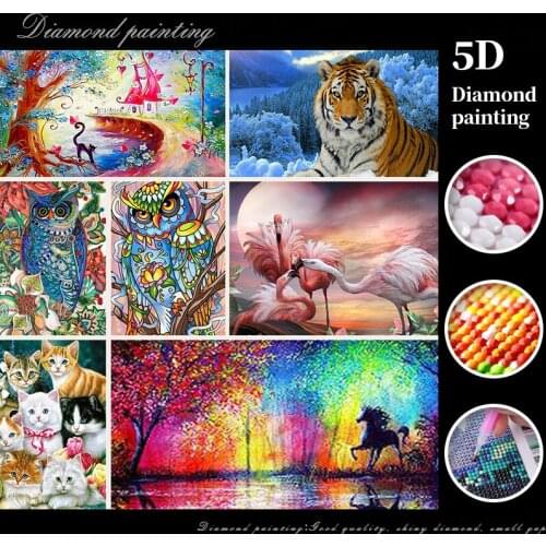 5D DIY Diamond Painting Colorful animal Cross Stitch Kit Cartoon Picture Gift Round Diamond Embroidery Mosaic Pattern Home Decor