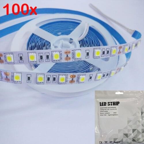 FREE DHL 500m 3000K/6500K 12W~14W/m DC12V 300LED Non Waterproof 5050SMD White/Warm LED Strip light
