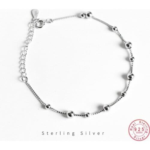 S925 Sterling Silver Simple Round Bead Bracelet For Women Light Luxury Wedding Party Jewelry Accessories Girlfriend Gift