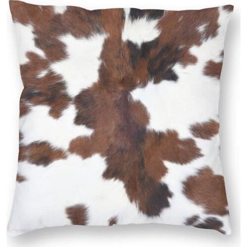 Spotted Brown Farm Animal Skin Cushion Cover 40x40 Home Decor Print Cowhide Leather Texture Throw Pillow Case for Living Room