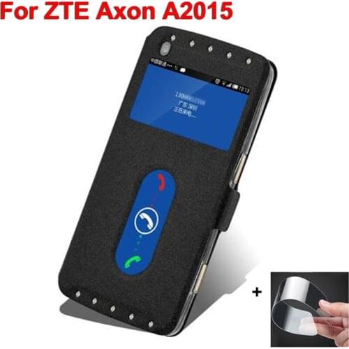 Luxury Open window leather case For ZTE Axon A2015 casing Axon A 2015 5.5" shell phone cases for Axon A2015 flip case back cover