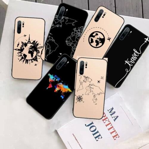World Map Travel Phone Case Funda For Huawei P9 P10 P20 P30 Lite 2016 2017 2019 plus pro P smart