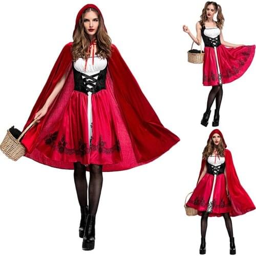 European and American Halloween Little Red Riding Hood Costume Adult Cosplay Dress Party Dress Red