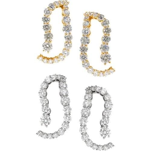 French luxury European retro style zircon gradient gem gold-plated earrings hypoallergenic earrings