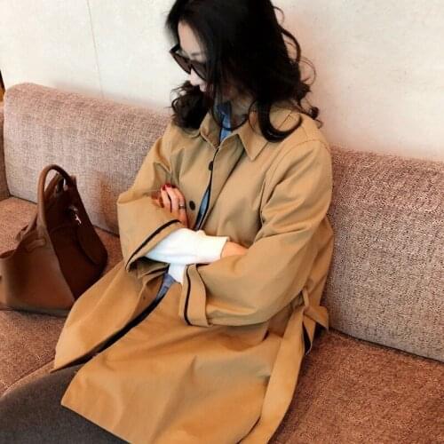 GOOHOJIO 2020 New Fashion Office Lady Tops Short Trench Women Coats Casual Single Breasted Solid Color All-match Trench Women
